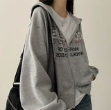 95 Lettering Two Way Hooded Zip-Up