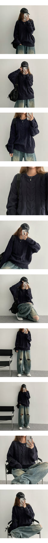 Maen Boxy Round Twisted Knitwear