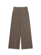 ワイドリネンパンツ (Khaki)