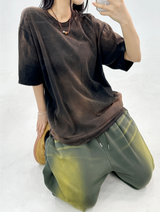 GRADATION WOVEN COLORBLOCK OVERFIT SHORT SLEEVE🖤🤎💙🩷 - 4 COLORS