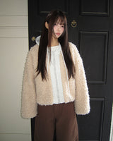Sell Teddy Fur Color-Block quilted lining  Hooded Zip-Up Jumper