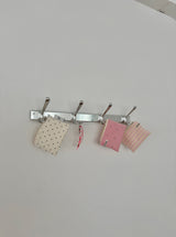 Terry candy stripe flat pouch - pink , S size