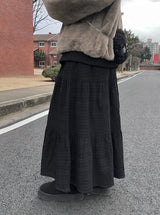 ロイトチェックフリルロングバンディングスカート