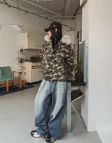 [Fur Detachable] エルモラクーンフードカモフラージュパディング