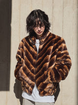 Wavy Gradation Fur Jacket