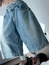 UP SIDE DOWN BACK PATCH CARGO BALLOON DENIM BERMUDA 🩵🖤2COLOR