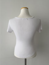 Marine Square Neck Crop Short Sleeve T-shirt