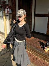 シュシュモダルUネックラウンドTシャツ (4c)