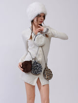 Fluffy Tambourine Chain Bag - Leopard