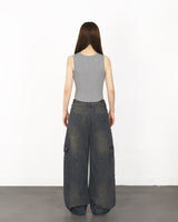 W Chest Logo Crop Short Sleeve GRAY