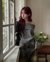 [wool43%] デイズフォールドオフショルダーニット