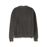 Vintage Damage V-Neck Loose Knit - CHARCOAL