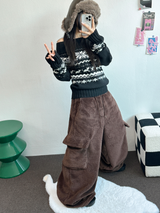 TEDDY BABY 🤎🐻🧸 OVER CARGO STRING FUR PANTS 💚🤎🖤🧡4COLOR