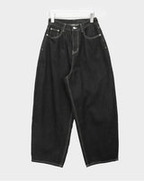 フアンステッチフリースワイドデニムパンツ