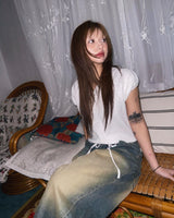 Green Vintage Washed Wide Denim Pants