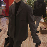 ASCLO Wool Herringbone Retro Jacket & Pants (Charcoal)