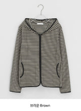 Leshu Stripe Fleece Zip-Up Jumper