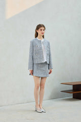 CHERISH TWEED SKIRT PANTS / SKY BLUE