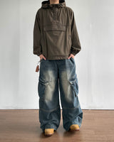 Deep-washed Cargo Denim Pants
