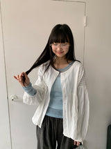 リカロカラーシースルーラウンドロングスリーブTシャツ