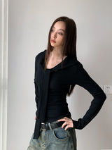 Shoulder Strap Soft Long Sleeve Tee