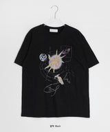 クオン プリント ルーズフィット ショートスリーブ Tシャツ