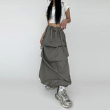 Finnan wide strap side pintuck long skirt
