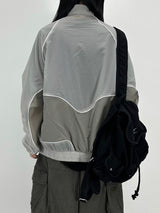 piping mesh blouson jacket