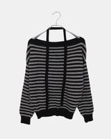 Ked Stripe Off-Shoulder Long-Sleeve Knit