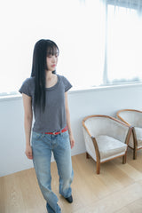 slub layered neck short sleeve top(4colors)