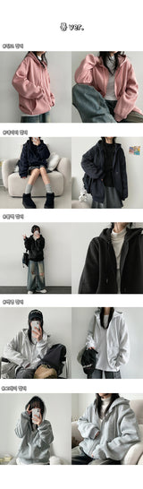 [Short and long 2 versions *Special gift!] Fluff Hooded Zip-Up Jk