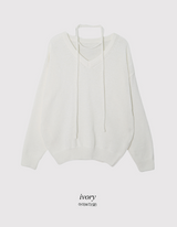 Basic V-neck Loose Knit + Tie Set (5color)