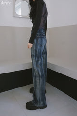 Vintage washed wide denim pants