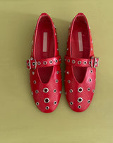 metal eyelet flat shoes (black)