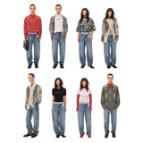 Double-waisted blue jeans