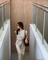De Mer Drape Shirred Long Dress / 2 colors