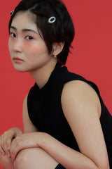 [2SET] metal oval hair pin - silver