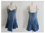 DENIM SKETCH STRAP A-LINE MINI DRESS