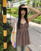 Selah heart neck button sleeveless mini dress