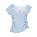 Asymmetrical Lace Trim Off-Shoulder Tee