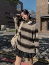 ブレッドモヘアストライプニット