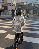 Deer knit zip up