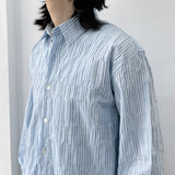 Crinkled Striped Oversized Shirt