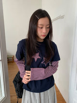 Baffon Stripe Star Layered Long Sleeve Tee