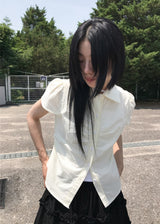 パフスリーブシャーリングブラウス