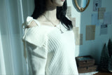 Soft Off-Shoulder Knitwear (2color)