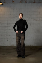 AKARI PPINTUCK DENIM PANTS / BLACK