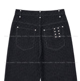Pin stripe rivet wide denim