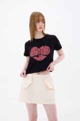 HEART LOGO CROP T-SHIRT / BLACK