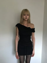 スリットシャーリングドレープオフショルダー